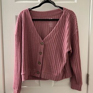 SO Women's Mauve Ribbed Cardigan